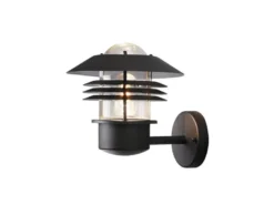 Stylische LED Außen Wandlaterne stehend, Aluminium Schwarz, Höhe 24cm