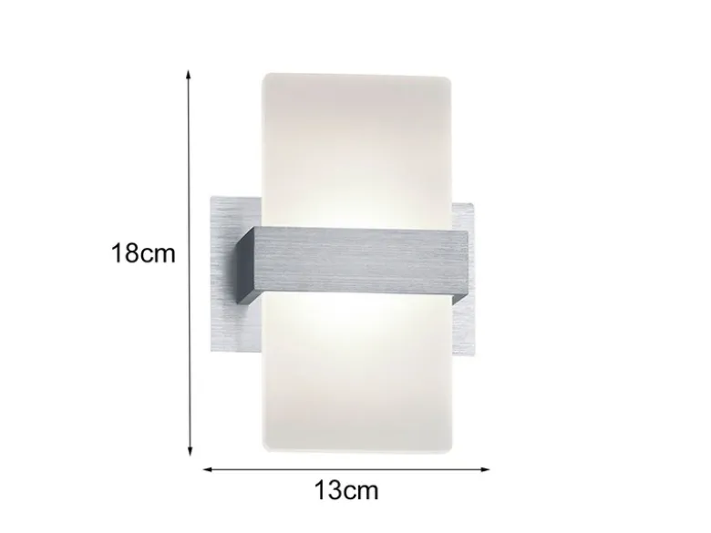 Stylische LED Wandleuchte PLATON mit Schalter, Aluminium gebürstet, Höhe 18cm
