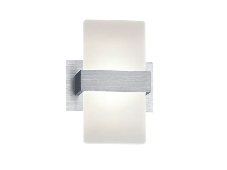 Stylische LED Wandleuchte PLATON mit Schalter, Aluminium gebürstet, Höhe 18cm