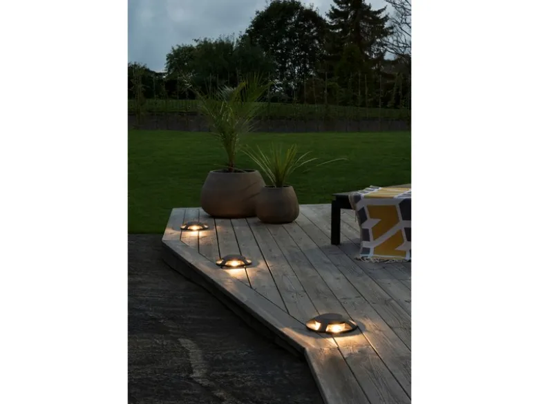 Terrassen- Bodenaufbaustrahler mit 4 LEDs ALU anthrazit Ø20cm, IP65