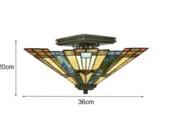 Tiffany Deckenleuchte Lampenschirm Bunt Ø 36cm mit E27 LED
