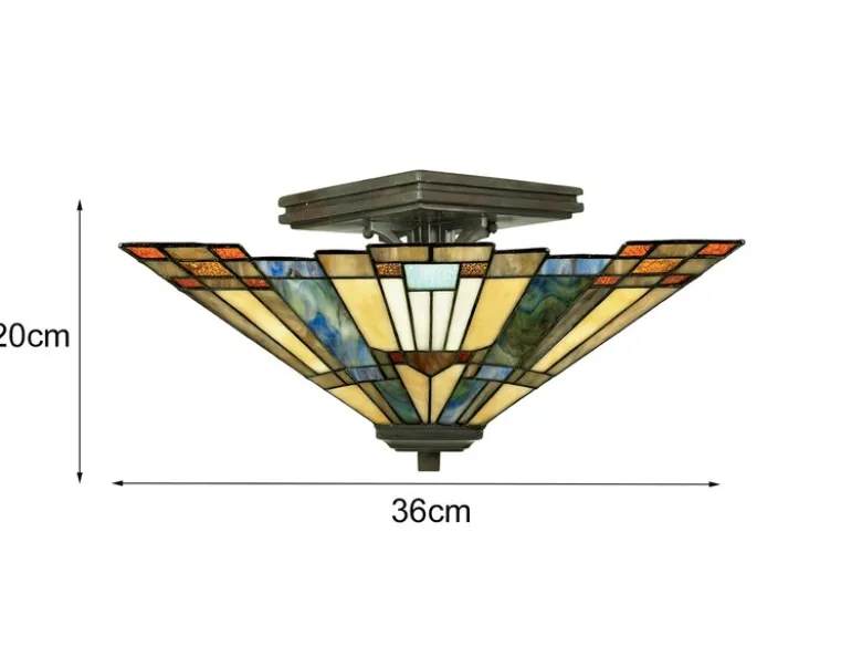 Tiffany Deckenleuchte Lampenschirm Bunt Ø 36cm mit E27 LED