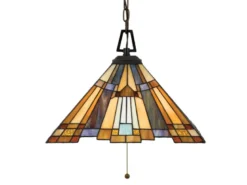 Tiffany Pendelleuchte INGLENOOK E27 Lampenschirm Bunt Ø 43cm