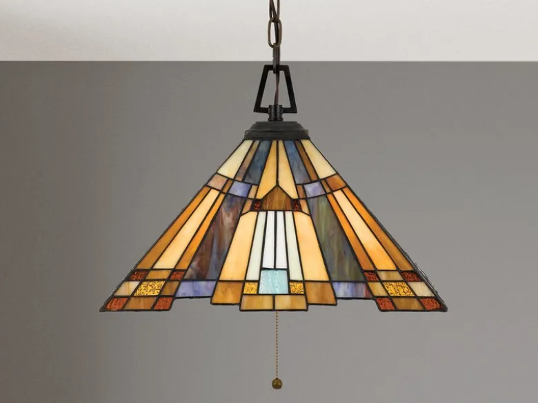 Tiffany Pendelleuchte mit E27 LED, Lampenschirm Bunt Ø 43cm