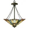 Tiffany Pendelleuchte mit E27 LED, Lampenschirm Bunt Ø 44,5 cm