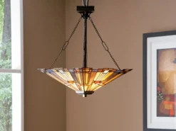 Tiffany Pendelleuchte mit E27 LED, Lampenschirm Bunt Ø 44,5 cm