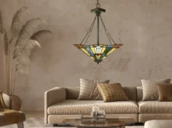 Tiffany Pendelleuchte mit E27 LED, Lampenschirm Bunt Ø 44,5 cm