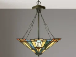 Tiffany Pendelleuchte mit E27 LED, Lampenschirm Bunt Ø 44,5 cm