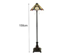 Tiffany Stehlampe INGLENOOK Lampenschirm Bunt mit Zugschalter, Höhe 158cm