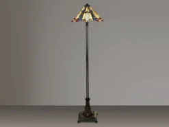Tiffany Stehlampe INGLENOOK Lampenschirm Bunt mit Zugschalter, Höhe 158cm