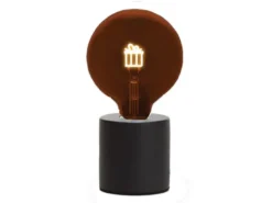 Tischlampe Beton Schwarz mit Deko LED Glühbirne Geschenk, Höhe 9cm