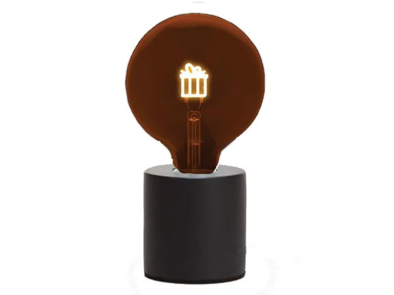 Tischlampe Beton Schwarz mit Deko LED Glühbirne Geschenk, Höhe 9cm