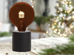 Tischlampe Beton Schwarz mit Deko LED Glühbirne Geschenk, Höhe 9cm