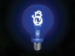 Tischlampe Beton Schwarz mit Deko LED Glühbirne Schneemann, Höhe 9cm