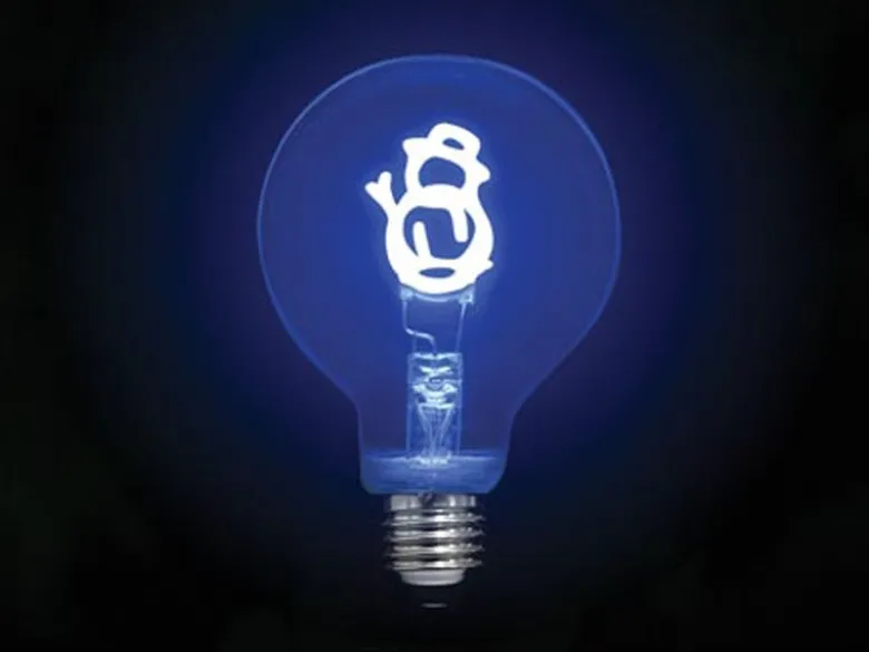 Tischlampe Beton Schwarz mit Deko LED Glühbirne Schneemann, Höhe 9cm
