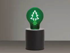Tischlampe Beton Schwarz mit Deko LED Glühbirne Tannenbaum, Höhe 9cm