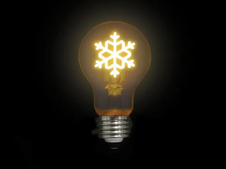 Tischlampe Beton Schwarz mit Deko LED Glühbirne Schneeflocke, Höhe 9cm