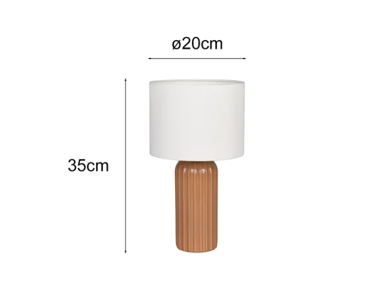 Tischlampe BLAIR mit Keramikfuß Mocca & Stoffschirm Beige, Höhe 36cm