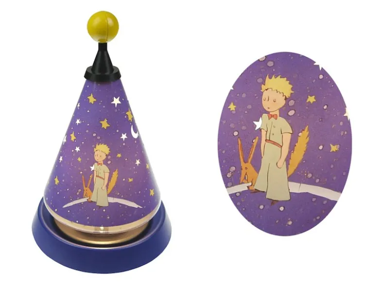 Tischlampe Carrousel KLEINER PRINZ projiziert Mond und Sterne ins Kinderzimmer