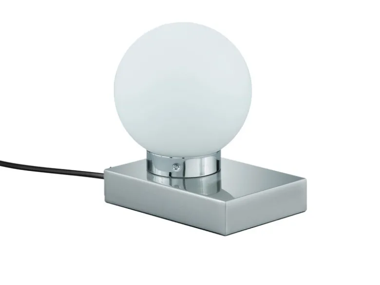Tischlampe DAVI II mit Glaskugel & Touchfunktion, Fuß Silber, Höhe 15cm