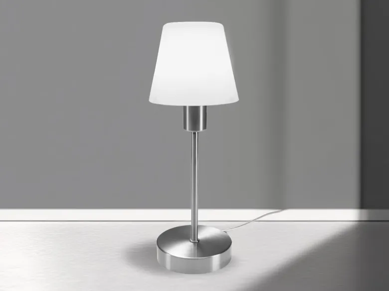 Tischlampe MATHA mit Touch Dimmer & E14 Glas Lampenschirm Weiß, Höhe 32cm