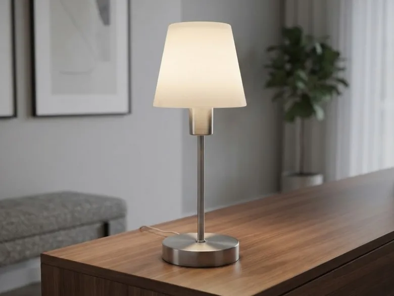 Tischlampe MATHA touch dimmbar mit Glasschirm Weiß & E14 LED, Höhe 32cm