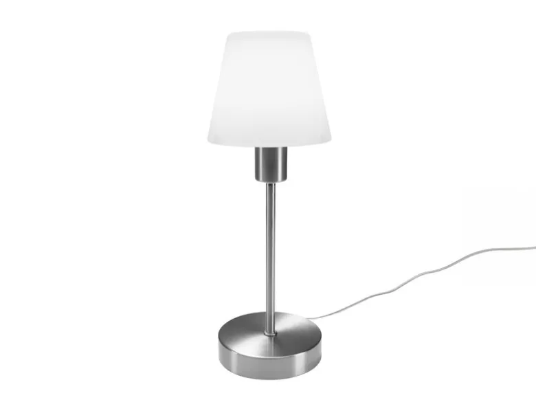 Tischlampe MATHA touch dimmbar mit Glasschirm Weiß & E14 LED, Höhe 32cm