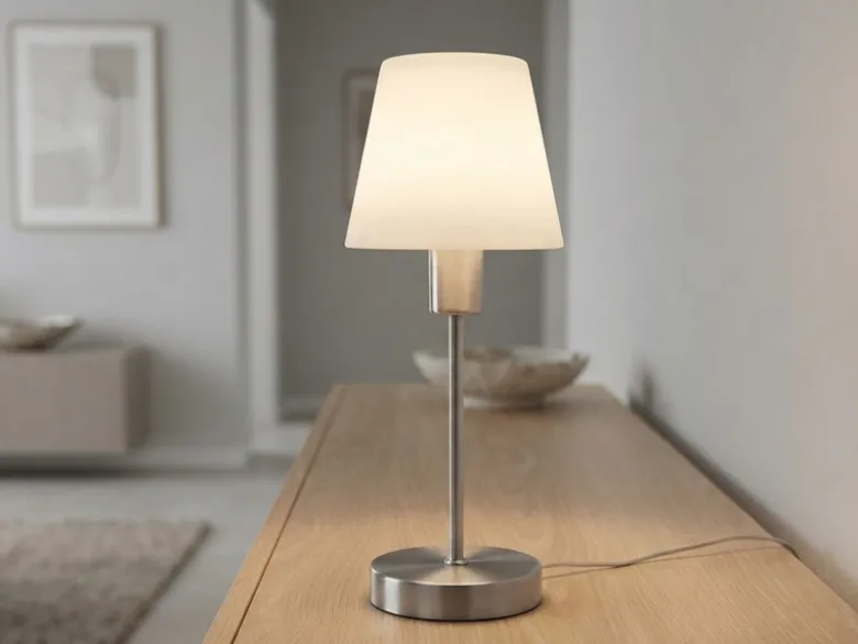 Tischlampe MATHA touch dimmbar mit Glasschirm Weiß & E14 LED, Höhe 32cm