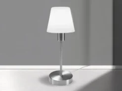 Tischlampe MATHA touch dimmbar mit Glasschirm Weiß & E14 LED, Höhe 32cm