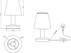 Tischlampe MATS II Stoff Lampenschirm Weiß Touchfunktion EIN/AUS, Höhe 24 cm