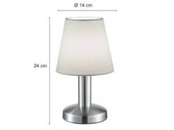 Tischlampe MATS II Stoff Lampenschirm Weiß Touchfunktion EIN/AUS, Höhe 24 cm