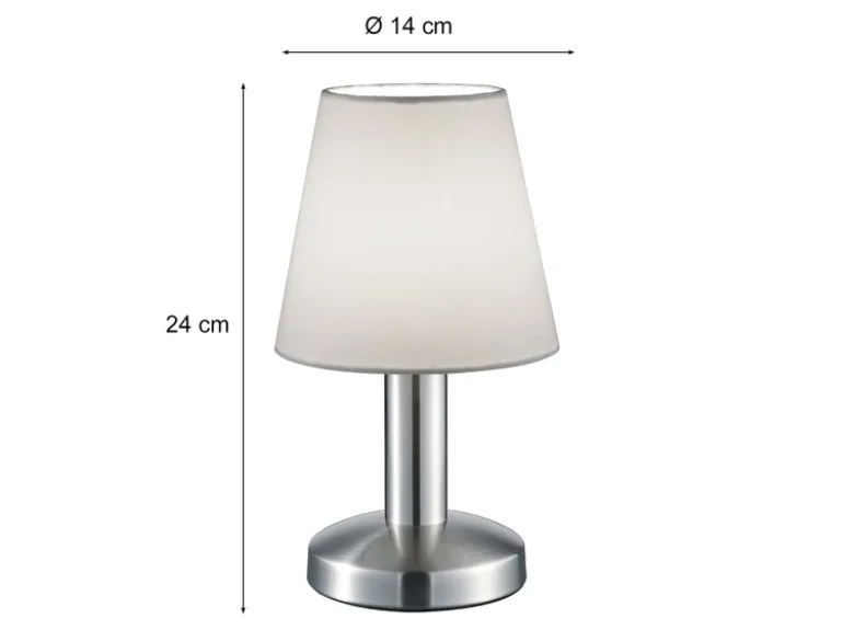 Tischlampe MATS II Stoff Lampenschirm Weiß Touchfunktion EIN/AUS, Höhe 24 cm