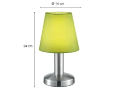 Tischlampe MATS II Stoff Lampenschirm Grün mit Touchfunktion EIN/AUS, Höhe 24 cm