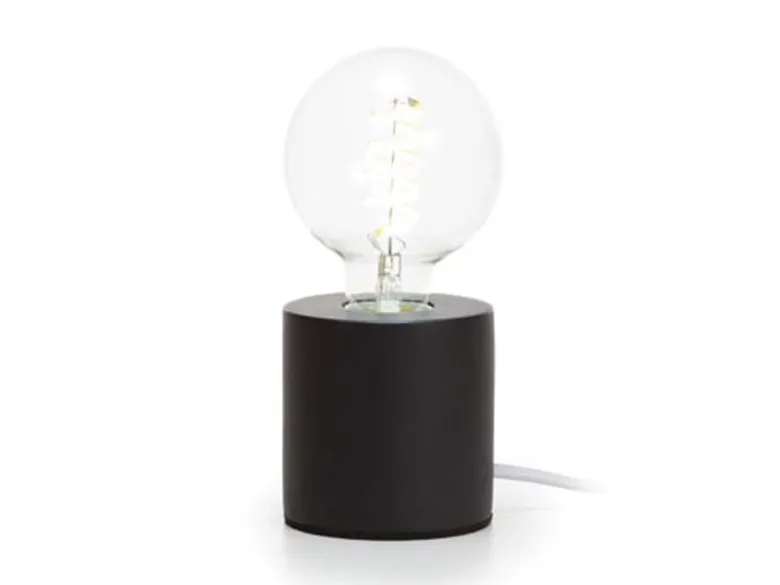 Tischlampen Sockel Beton Schwarz mit E27 Fassung OHNE Leuchtmittel, Höhe 9cm