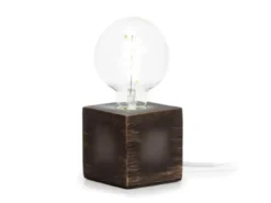 Tischlampen Sockel Würfel Grau mit E27 Fassung OHNE Leuchtmittel, Quadrat 9cm