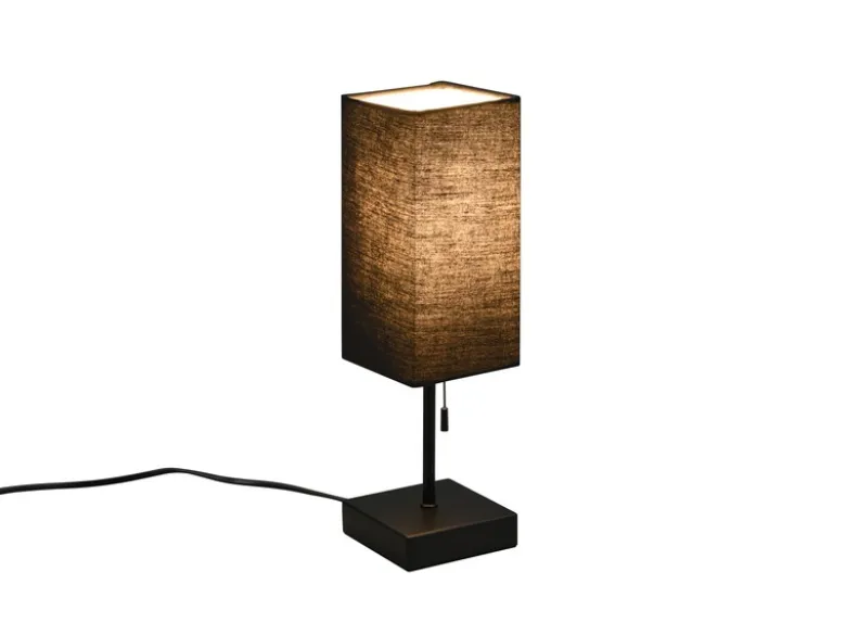 Tischlampe OLE mit Stoffschirm Schwarz & USB Ladestation, Höhe 35cm