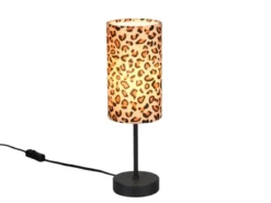 Tischlampe PARDINA mit Stoffschirm Leopardenmuster, Höhe 36,5cm