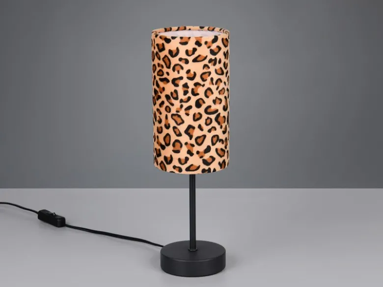 Tischlampe PARDINA mit Stoffschirm Leopardenmuster, Höhe 36,5cm