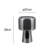 Tischlampe ROCKA aus Glas Silber Chrom mit Stoffschirm innen, Höhe 29cm