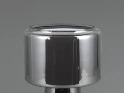 Tischlampe ROCKA aus Glas Silber Chrom mit Stoffschirm innen, Höhe 29cm
