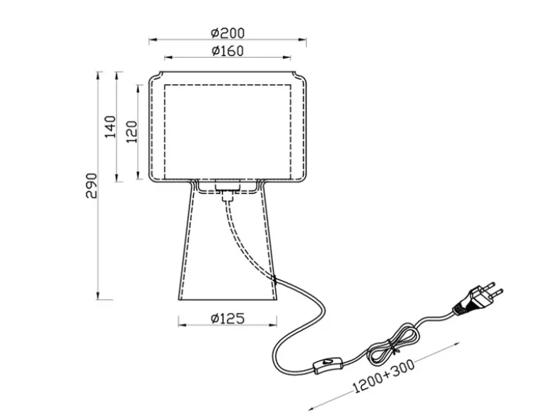 Tischlampe ROCKA aus Glas Transparent mit Stoffschirm innen, Höhe 29cm