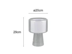 Tischlampe ROCKA aus Glas Transparent mit Stoffschirm innen, Höhe 29cm