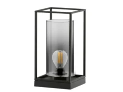 Tischlampe SAMU Schwarz mit Rauchglas, Höhe 30cm