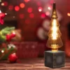 Tischlampe Würfel Grau mit Deko LED Tannenbaum, Quadrat 9cm