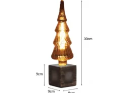 Tischlampe Würfel Grau mit Deko LED Tannenbaum, Quadrat 9cm