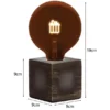 Tischlampe Würfel Grau mit Deko LED Glühbirne Geschenk, Quadrat 9cm