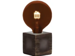 Tischlampe Würfel Grau mit Deko LED Glühbirne Geschenk, Quadrat 9cm