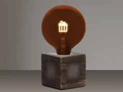 Tischlampe Würfel Grau mit Deko LED Glühbirne Geschenk, Quadrat 9cm