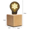 Tischlampe Würfel Holz Eiche mit Deko LED Glühbirne Schneeflocke, Quadrat 9cm