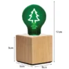 Tischlampe Würfel Holz Eiche mit Deko LED Glühbirne Tannenbaum, Quadrat 9cm